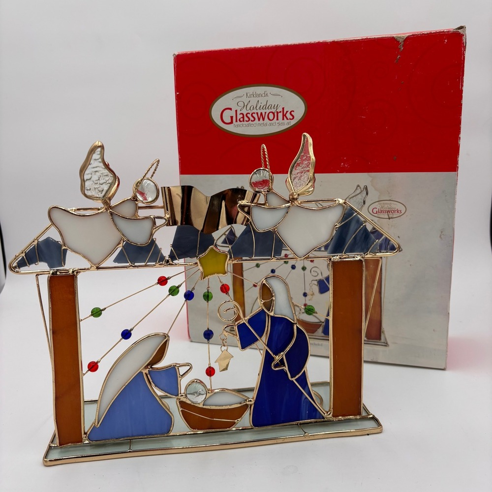 Kirkland Holiday Glassworks Nativity Scene Stained Glass Metal Multicolor Exc